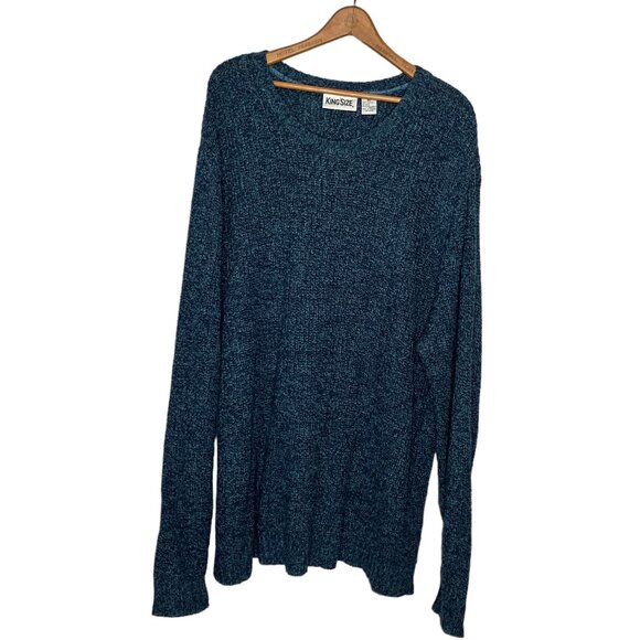 KingSize Men's Big & Tall 3XL Navy Marl Shaker Knit Crewneck Pullover Sweater - Picture 2 of 5